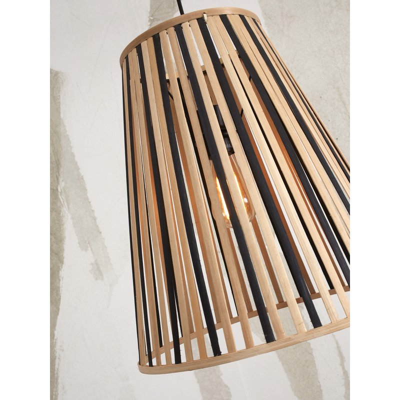 Good&Mojo-collectie Hanglamp Merapi bamboe tapered zwart/naturel S