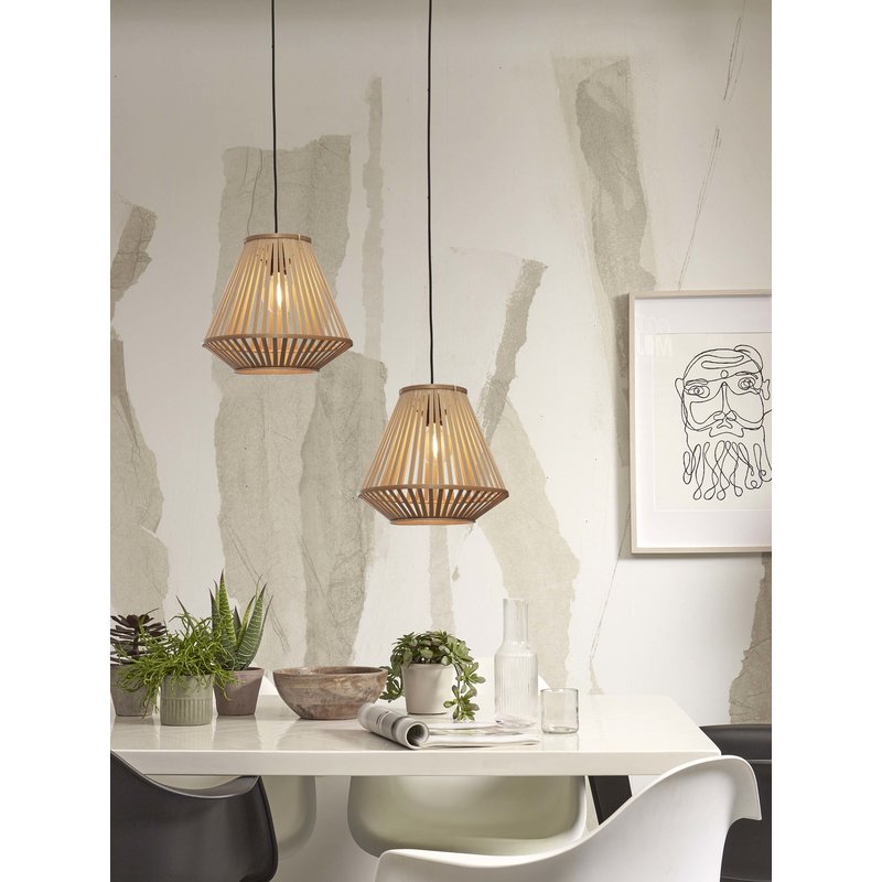 Good&Mojo-collectie Hanging lamp Merapi bamboo/diamond 30xh.30cm. natural