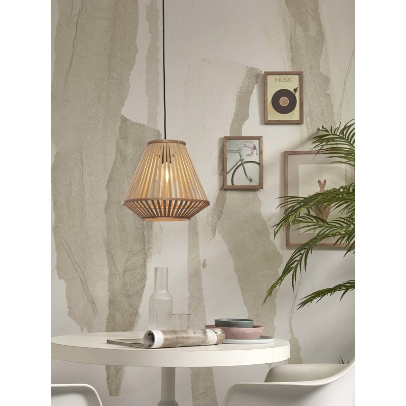 Good&Mojo-collectie Hanging lamp Merapi bamboo/diamond 30xh.30cm. natural