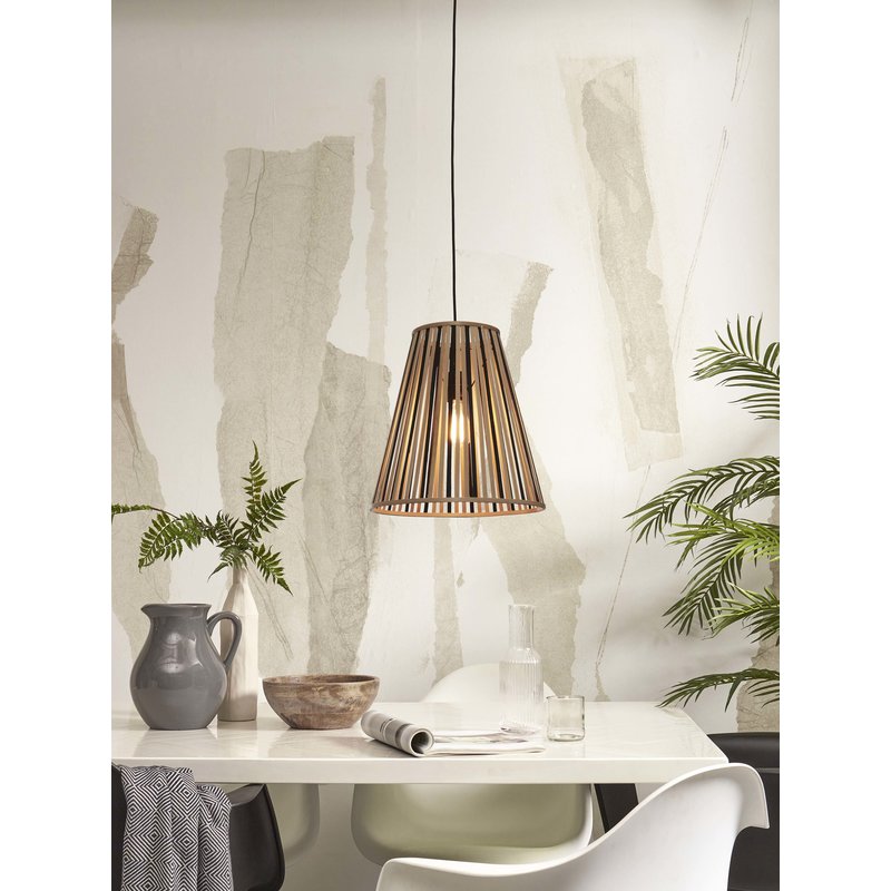 Good&Mojo-collectie Hanglamp Merapi bamboe tapered zwart/naturel L