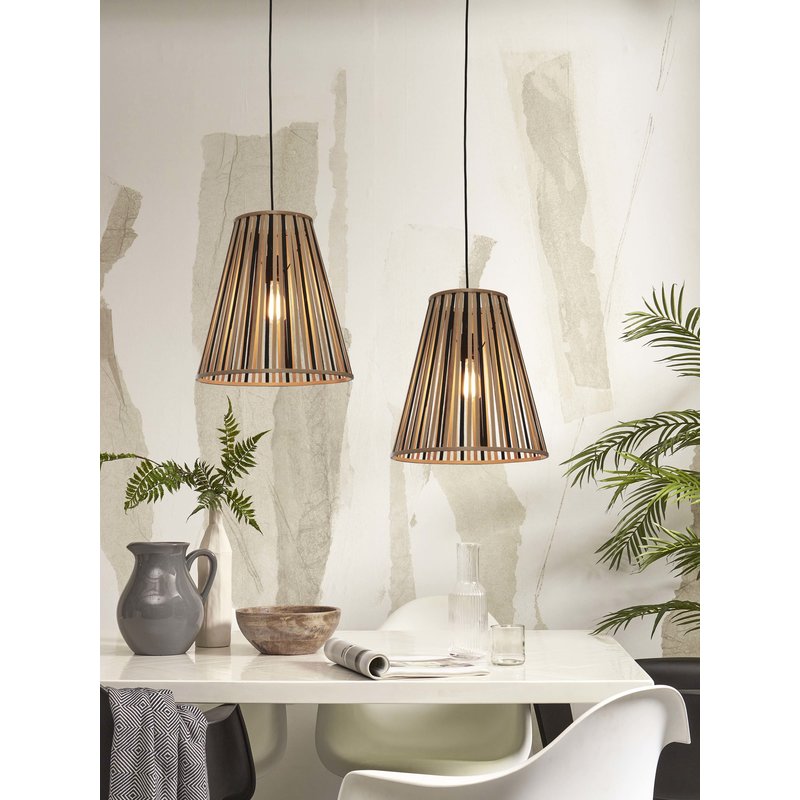 Good&Mojo-collectie Hanglamp Merapi bamboe tapered zwart/naturel L