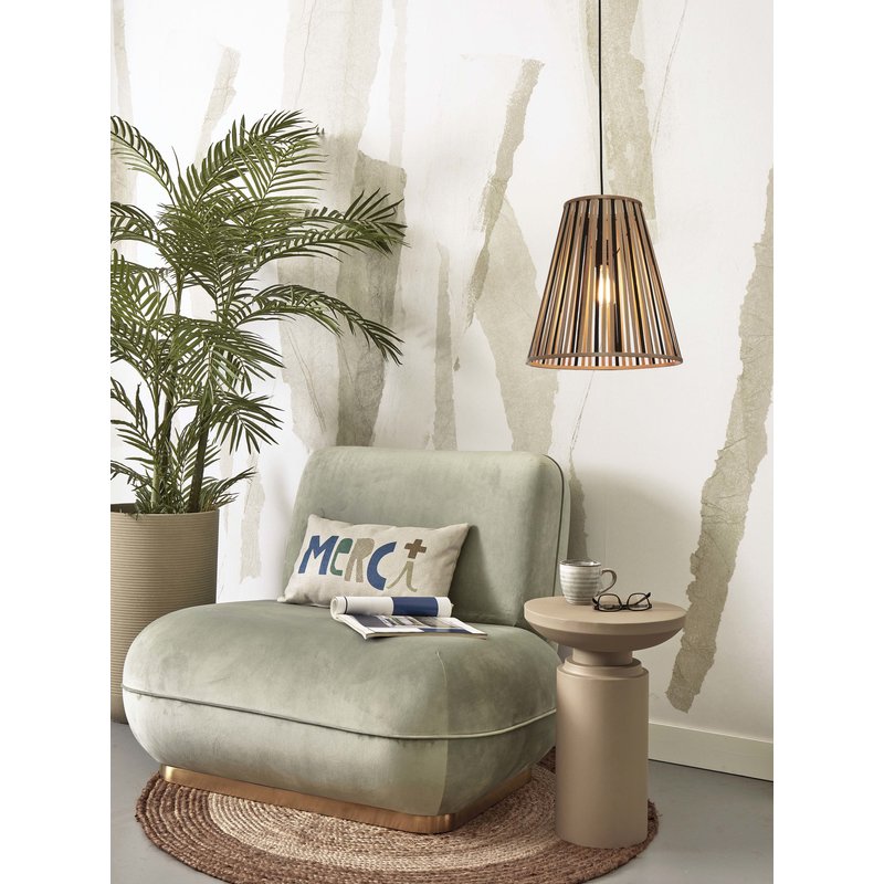 Good&Mojo-collectie Hanglamp Merapi bamboe tapered zwart/naturel L