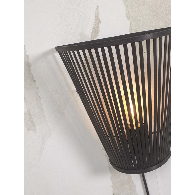 Good&Mojo-collectie Wandlamp Merapi bamboe tapered zwart