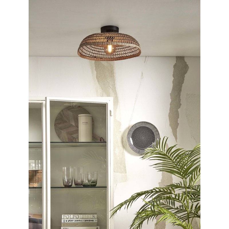 Good&Mojo-collectie Ceiling lamp Pantanal seagrass dia.45xh.9cm. natural/black