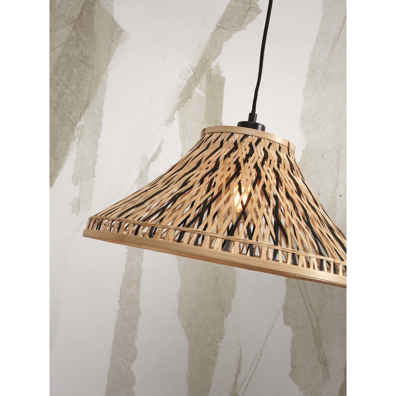 Good&Mojo-collectie Floor lamp Tahiti bamboo nat. h.150cm/shade dia.45xh.20cm. bl/nat.