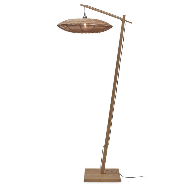 Good&Mojo-collectie Vloerlamp Tanami naturel bamboe en rotan disc naturel L