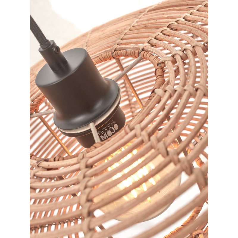 Good&Mojo-collectie Vloerlamp Tanami naturel bamboe en rotan disc naturel L
