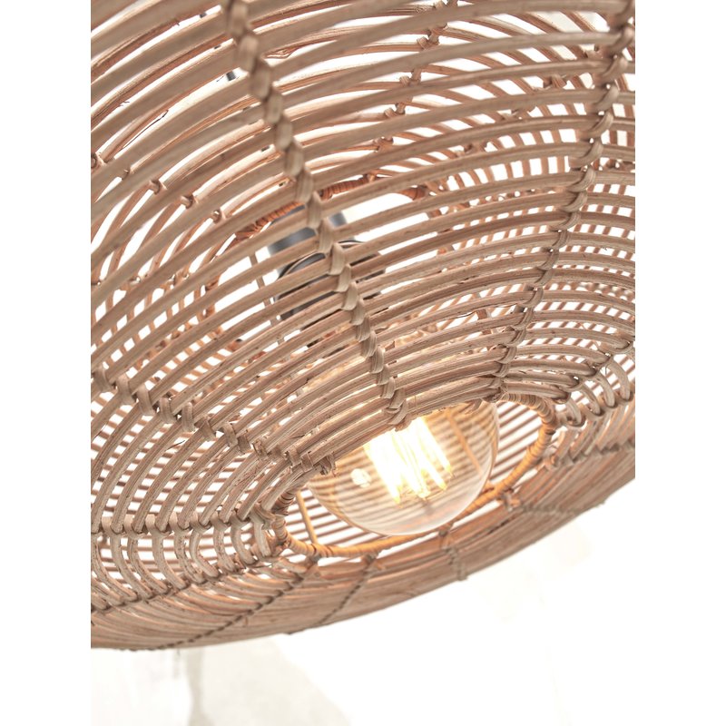 Good&Mojo-collectie Floor lamp Tanami L bamboo wh. h.176cm/disc dia.55xh.14cm rattan. nat.