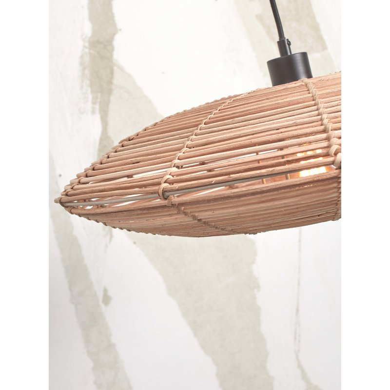 Good&Mojo-collectie Floor lamp Tanami L bamboo wh. h.176cm/disc dia.55xh.14cm rattan. nat.