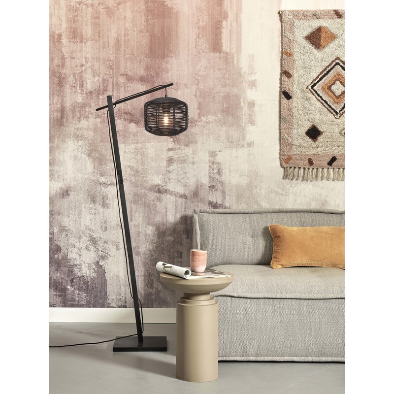 Good&Mojo-collectie Floor lamp Tanami S bamboo bl. h.150cm/sh. dia.25xh.20cm rattan. bl.