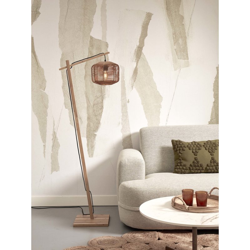 Good&Mojo-collectie Floor lamp Tanami S bamboo nat. h.150cm/sh. dia.25xh.20cm rattan. nat.