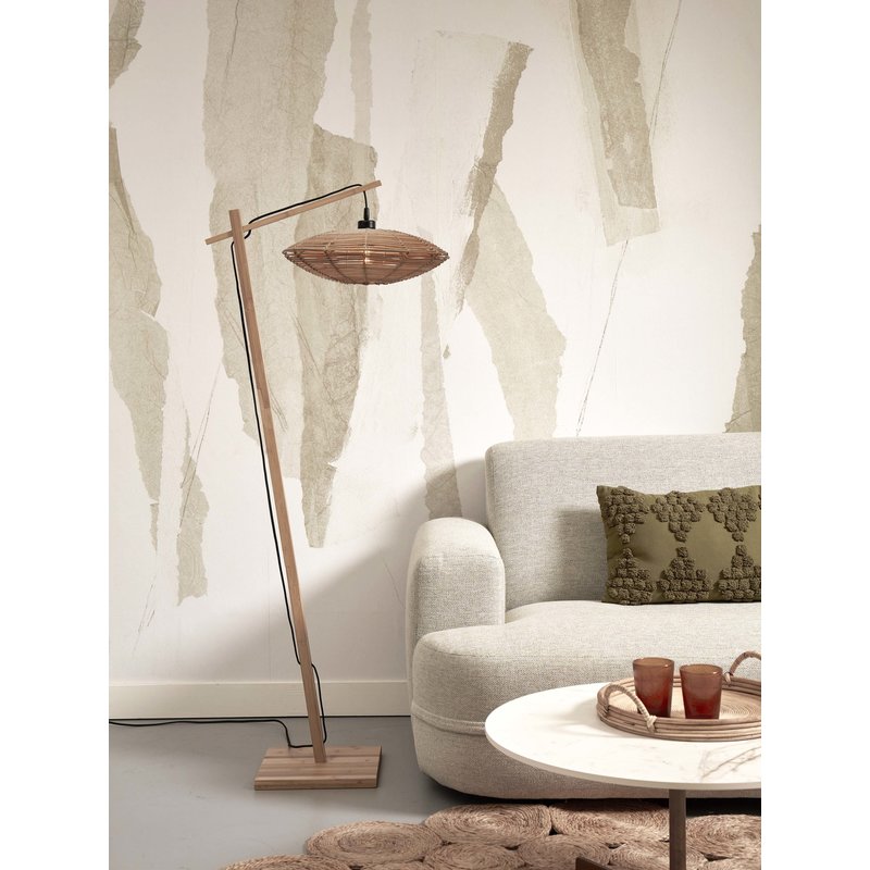 Good&Mojo-collectie Floor lamp Tanami S bamboo nat. h.150cm/disc dia.40xh.10cm rattan. nat.