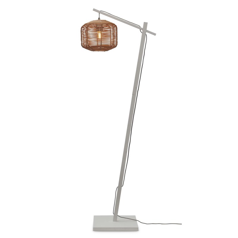 Good&Mojo-collectie Vloerlamp Tanami wit bamboe en rotan naturel S