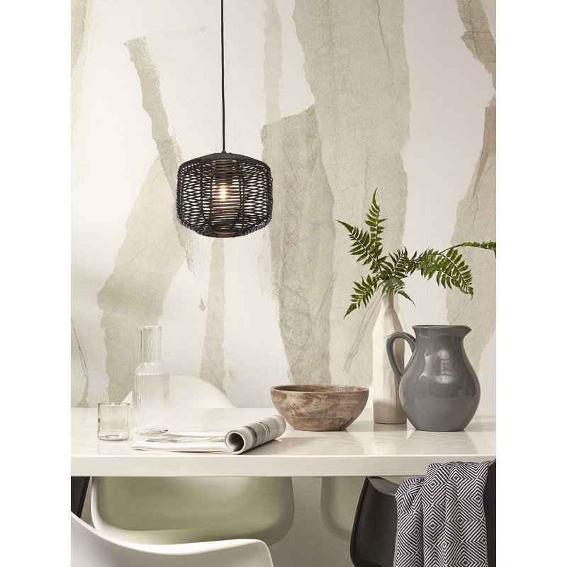 Good&Mojo-collectie Hanging lamp Tanami rattan dia.25xh.20cm. black