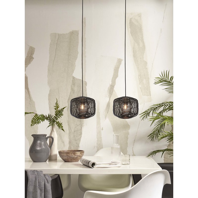 Good&Mojo-collectie Hanging lamp Tanami rattan dia.25xh.20cm. black