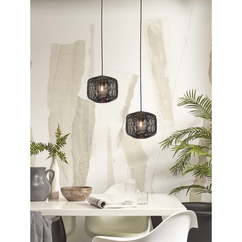 Good&Mojo-collectie Hanging lamp Tanami rattan dia.25xh.20cm. black
