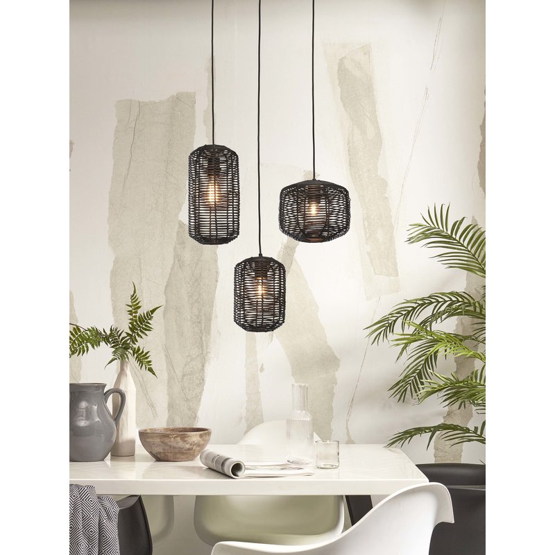 Good&Mojo-collectie Hanging lamp Tanami rattan dia.25xh.20cm. black