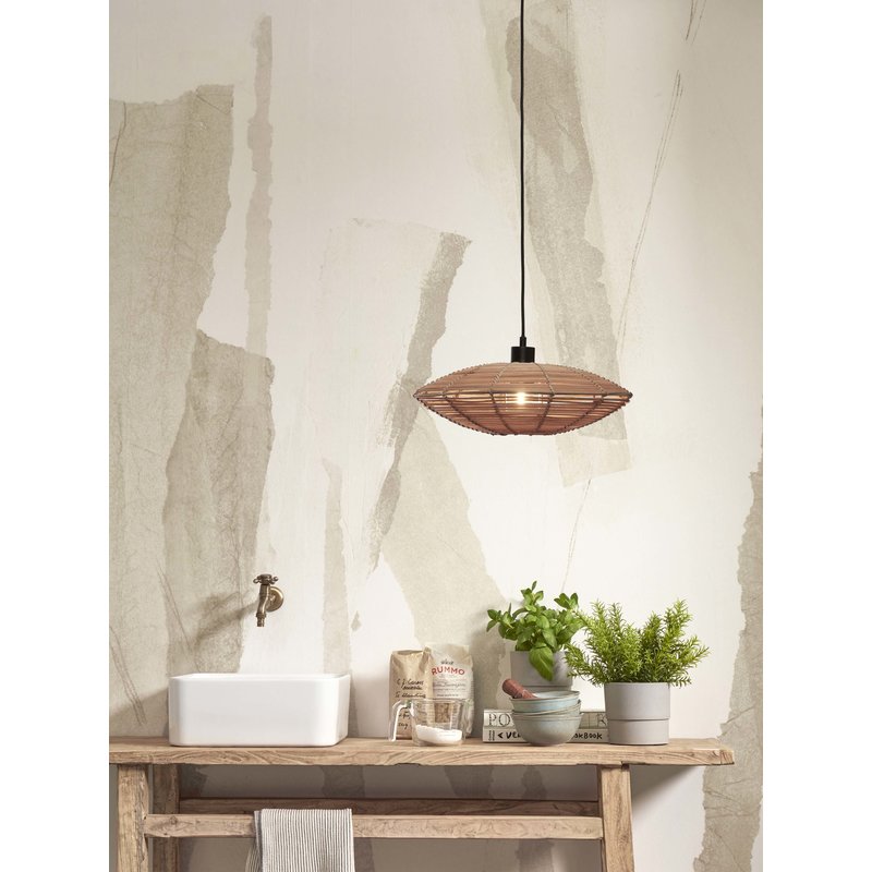 Good&Mojo-collectie Hanging lamp Tanami S rattan disc dia.40xh.10cm. natural