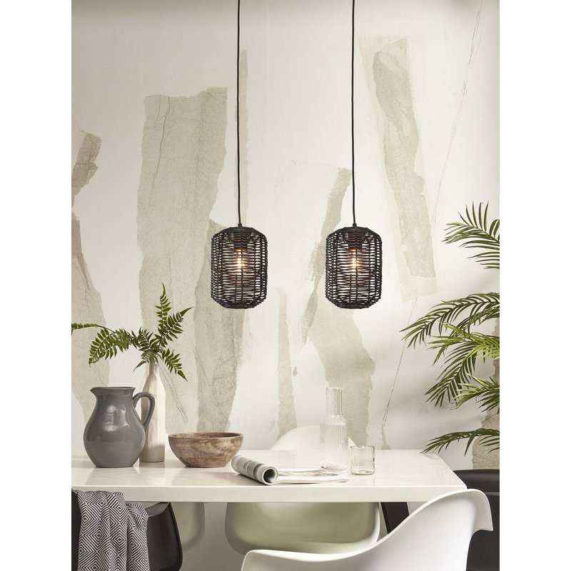 Good&Mojo-collectie Hanglamp Tanami rotan koker zwart S