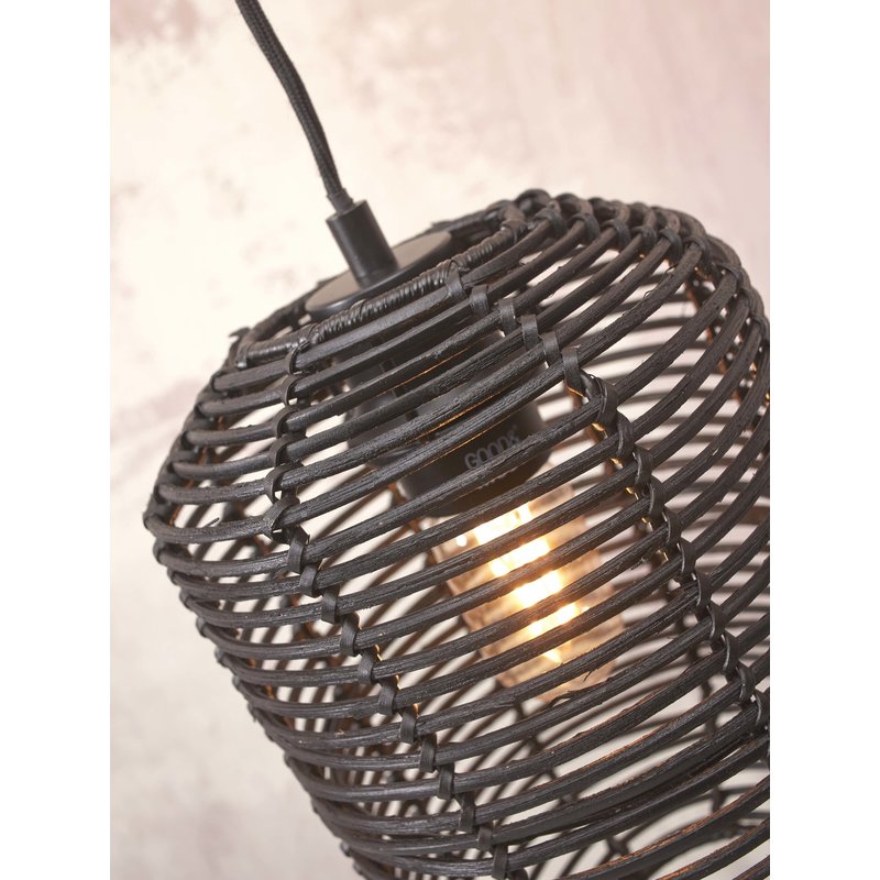 Good&Mojo-collectie Hanging lamp Tanami S rattan tube dia.18xh.25cm. black
