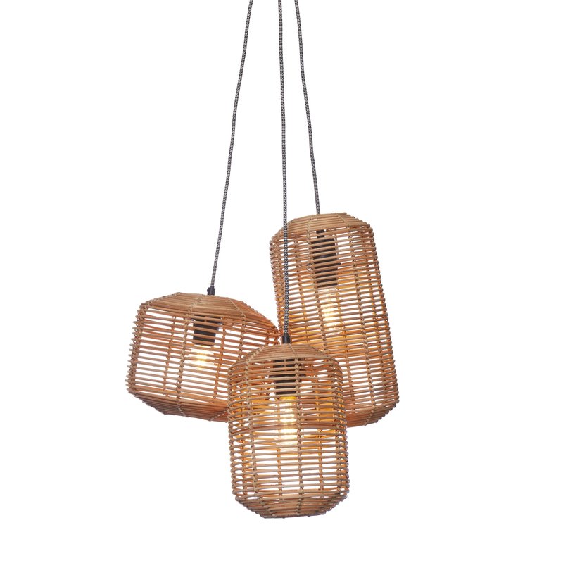 Good&Mojo-collectie Hanging lamp Tanami rattan/3-shade 18xh.25cm + 18xh.35cm + 25xh.20cm ass.. nat.