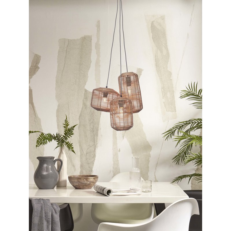 Good&Mojo-collectie Hanglamp Tanami 3-kap rotan naturel