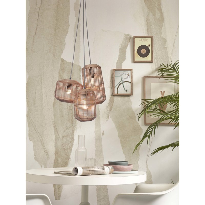 Good&Mojo-collectie Hanglamp Tanami 3-kap rotan naturel