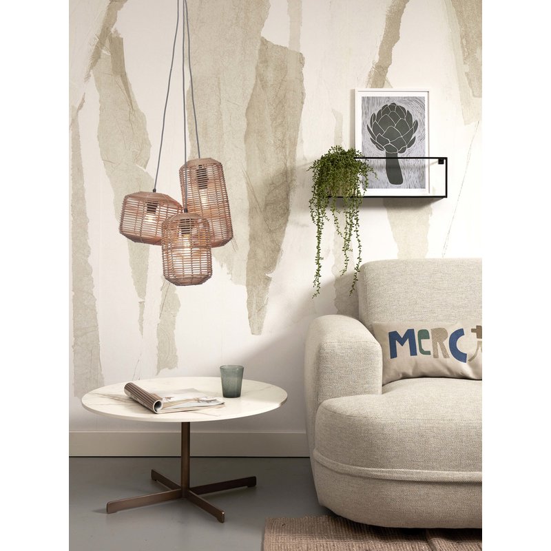 Good&Mojo-collectie Hanging lamp Tanami rattan/3-shade 18xh.25cm + 18xh.35cm + 25xh.20cm ass.. nat.