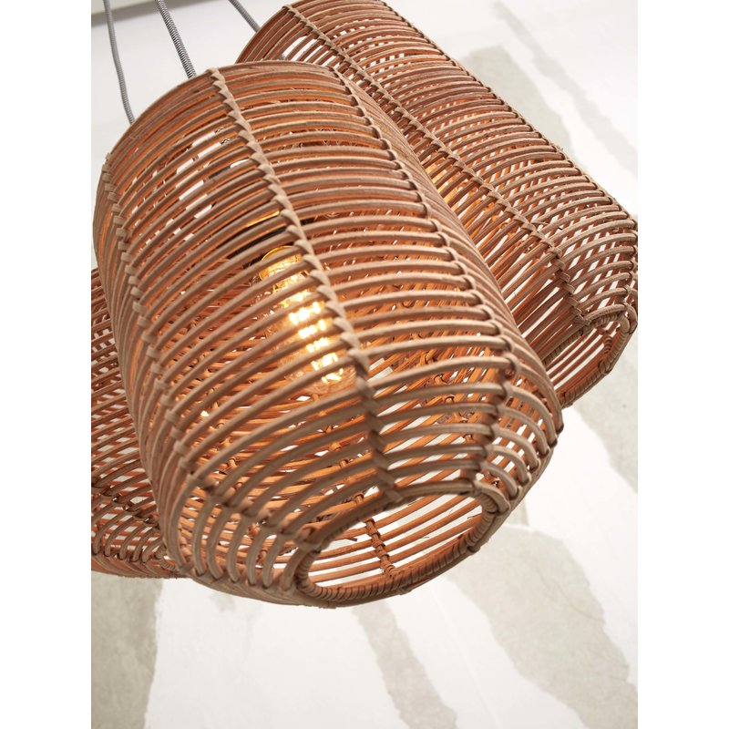 Good&Mojo-collectie Hanging lamp Tanami rattan/3-shade 18xh.25cm + 18xh.35cm + 25xh.20cm ass.. nat.