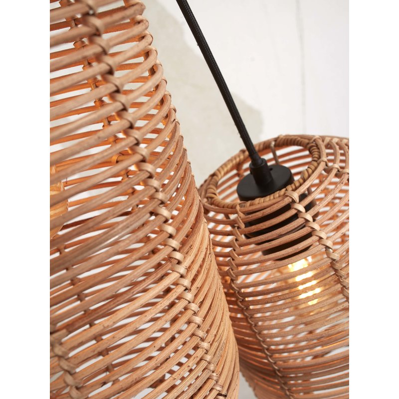 Good&Mojo-collectie Hanging lamp Tanami rattan/3-shade 18xh.25cm + 18xh.35cm + 25xh.20cm ass.. nat.