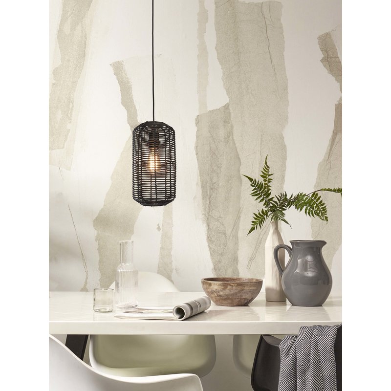 Good&Mojo-collectie Hanglamp Tanami rotan koker zwart L