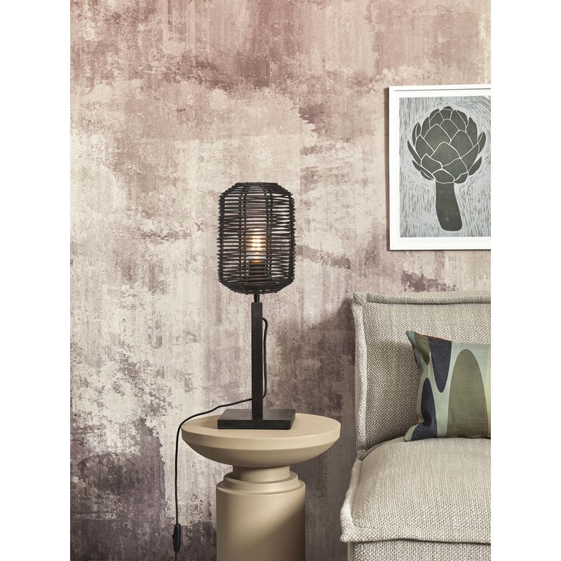 Good&Mojo-collectie Table lamp Tanami bamboo bl. h.45cm/tube dia.18xh.25cm rattan. bl.