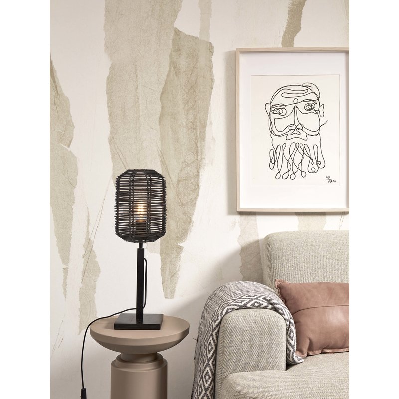 Good&Mojo-collectie Table lamp Tanami bamboo bl. h.45cm/tube dia.18xh.25cm rattan. bl.