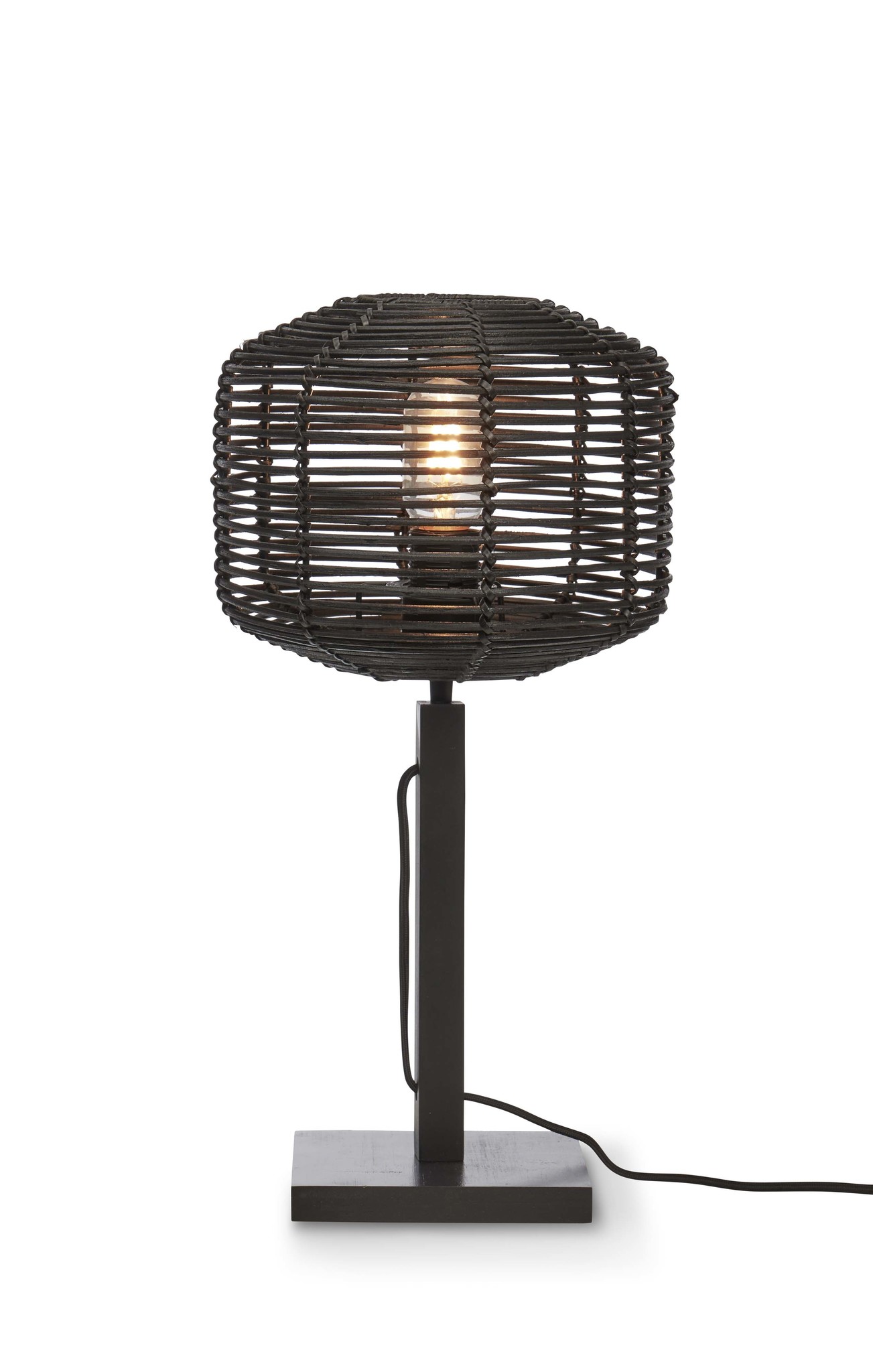 Good&Mojo-collectie Tafellamp Tanami zwart bamboe en rotan zwart