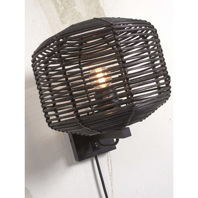 Good&Mojo-collectie Wandlamp Tanami rotan zwart