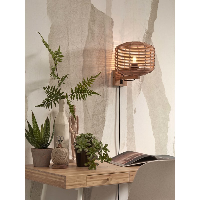 Good&Mojo-collectie Wall lamp Tanami rattan dia.25xh.20cm. natural