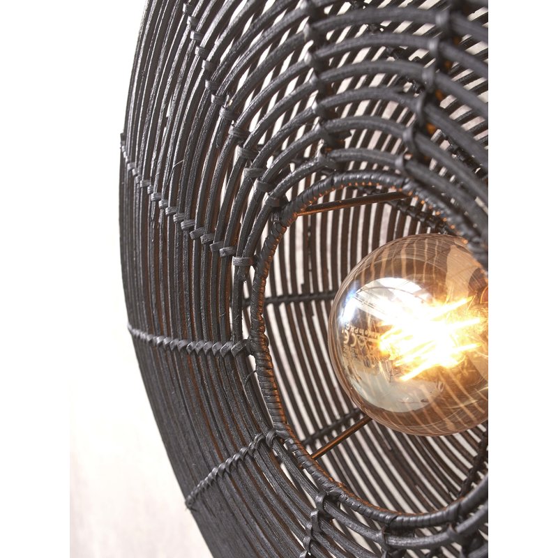 Good&Mojo-collectie Wandlamp Tanami rotan disc zwart S