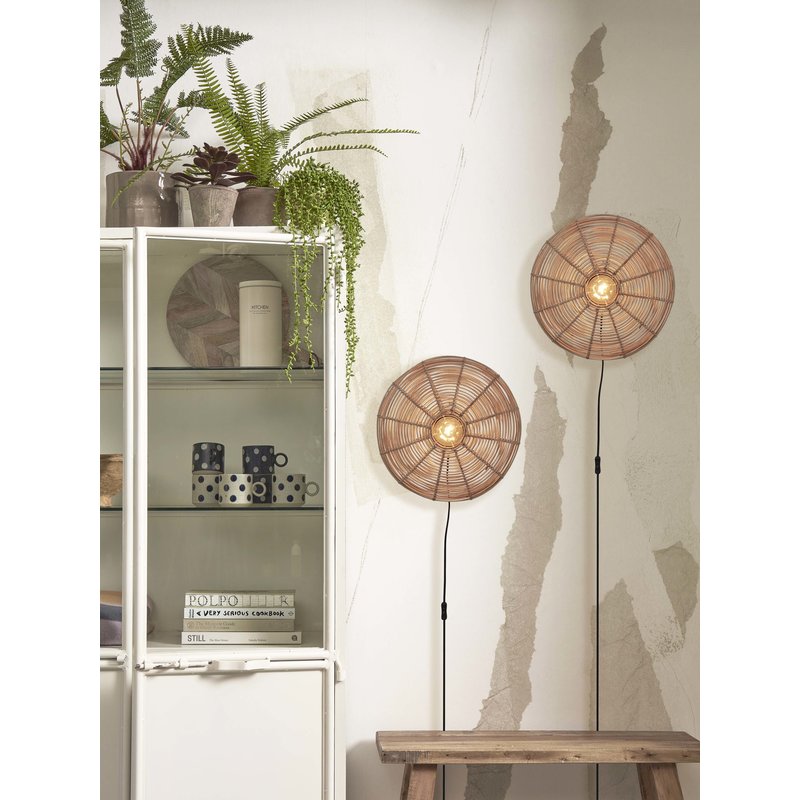 Good&Mojo-collectie Wall lamp Tanami rattan disc S dia.40xh.10cm. natural