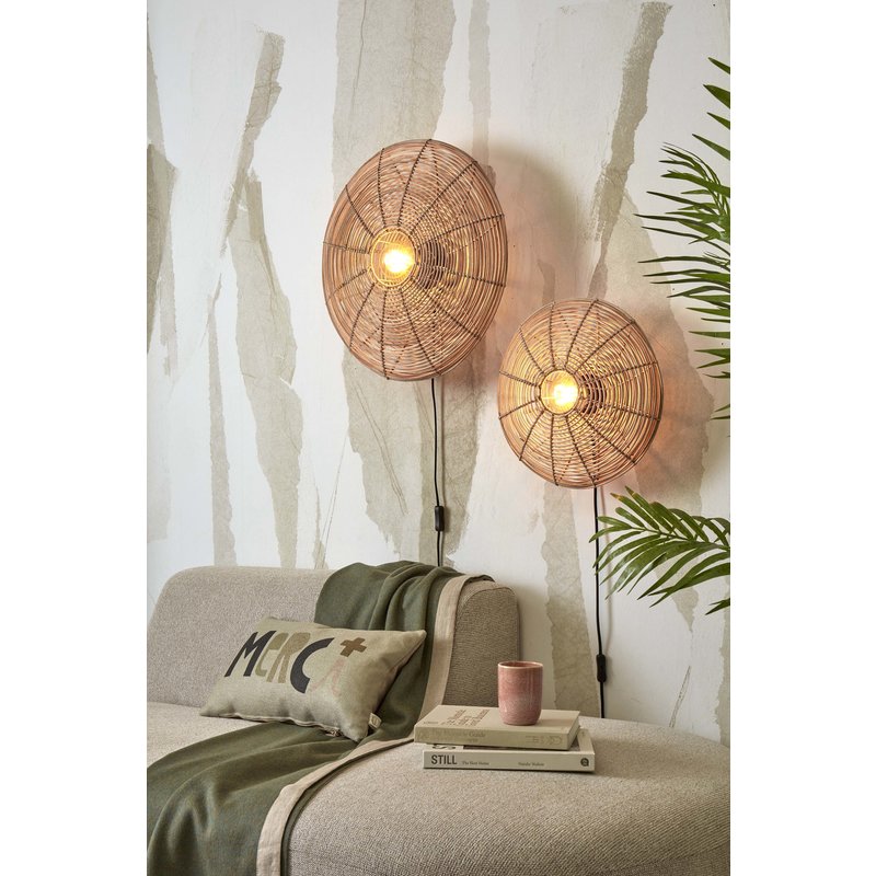 Good&Mojo-collectie Wall lamp Tanami rattan disc S dia.40xh.10cm. natural