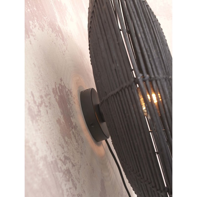 Good&Mojo-collectie Wandlamp Tanami rotan disc zwart L