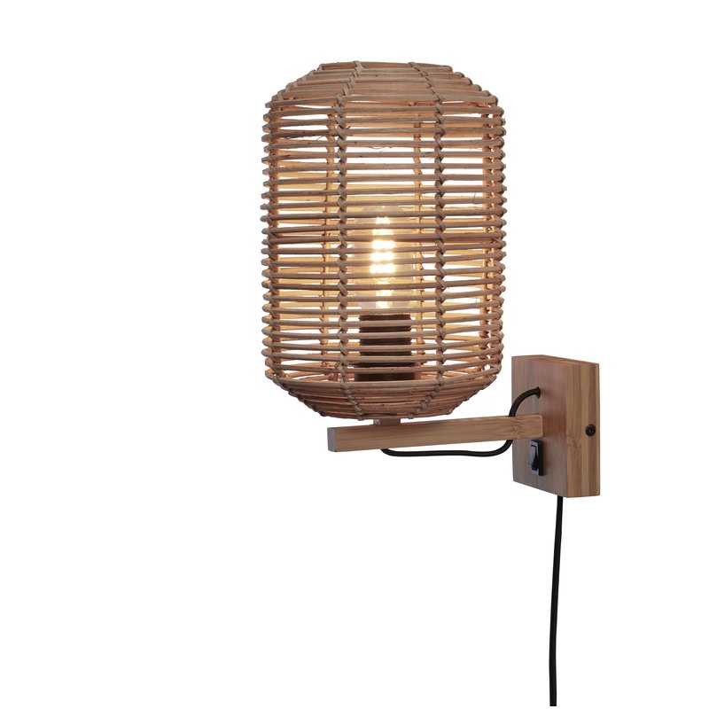 Good&Mojo-collectie Wall lamp Tanami rattan tube S dia.18xh.25cm. natural