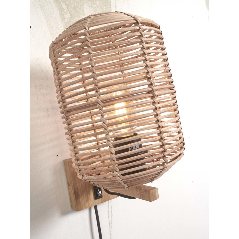 Good&Mojo-collectie Wall lamp Tanami rattan tube S dia.18xh.25cm. natural