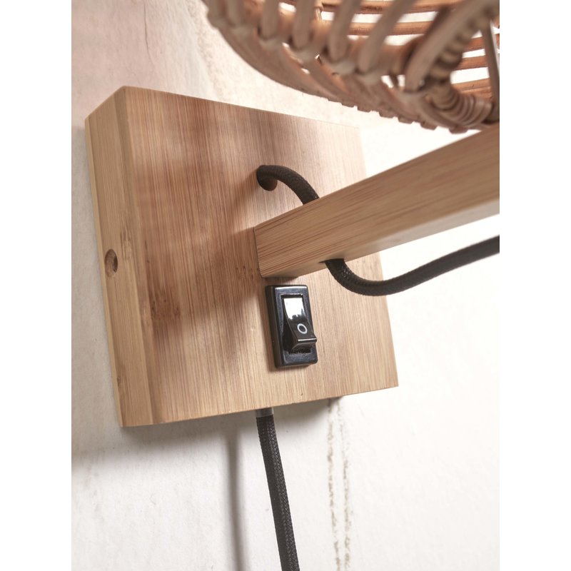 Good&Mojo-collectie Wall lamp Tanami rattan tube S dia.18xh.25cm. natural