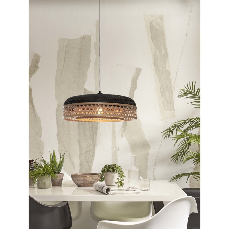 Good&Mojo-collectie Hanging lamp Ubud double shades bamboo dia.60x18cm. bl/natural
