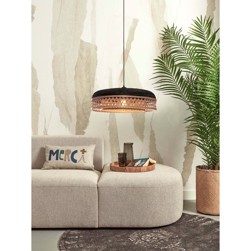 Good&Mojo-collectie Hanging lamp Ubud double shades bamboo dia.60x18cm. bl/natural