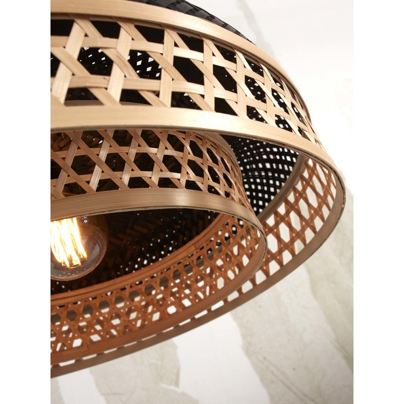 Good&Mojo-collectie Hanging lamp Ubud double shades bamboo dia.60x18cm. bl/natural