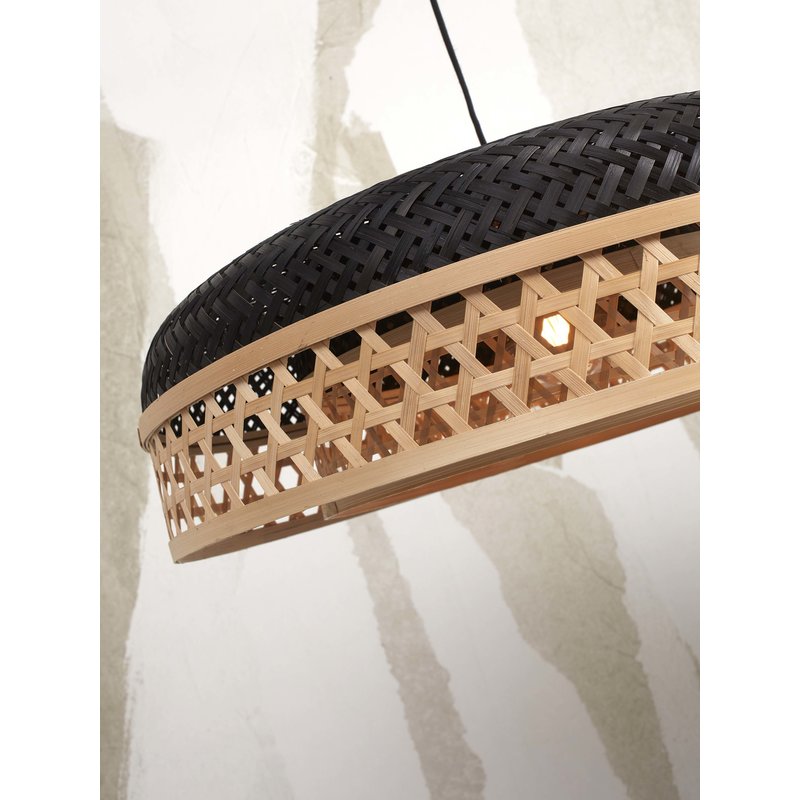 Good&Mojo-collectie Hanging lamp Ubud double shades bamboo dia.60x18cm. bl/natural