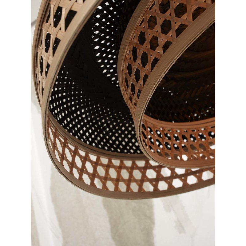 Good&Mojo-collectie Hanging lamp Ubud double shades bamboo dia.60x18cm. bl/natural