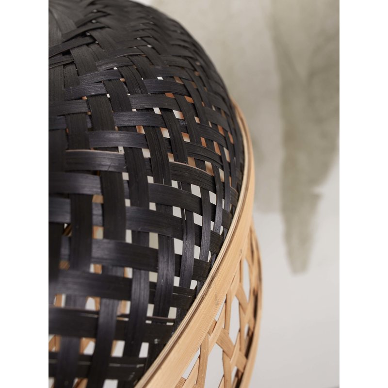 Good&Mojo-collectie Hanging lamp Ubud double shades bamboo dia.60x18cm. bl/natural