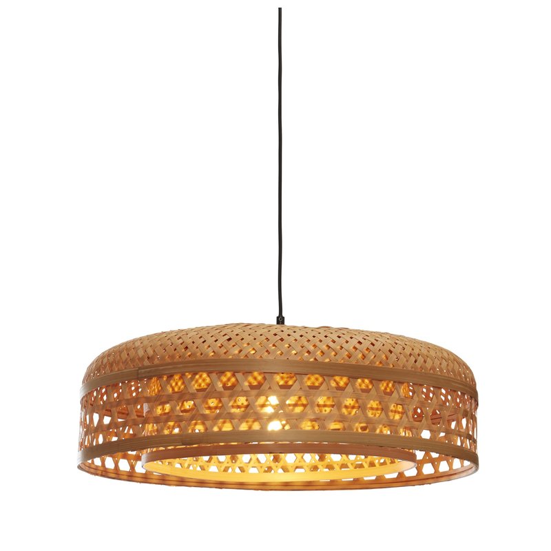 Good&Mojo-collectie Hanging lamp Ubud double shades bamboo dia.60x18cm. natural